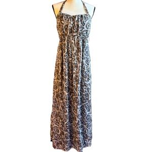 Halter Maxi Dress Animal Cheetah Print Empire Waist - Size M Medium by Papaya
